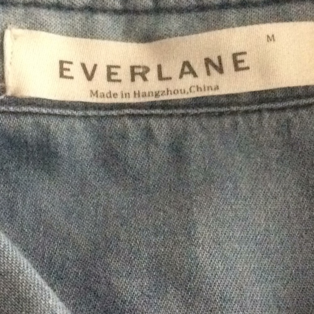 NWOT Everlane Long Sleeve Denim Shirt Dress Lt Med - Picture 7 of 8